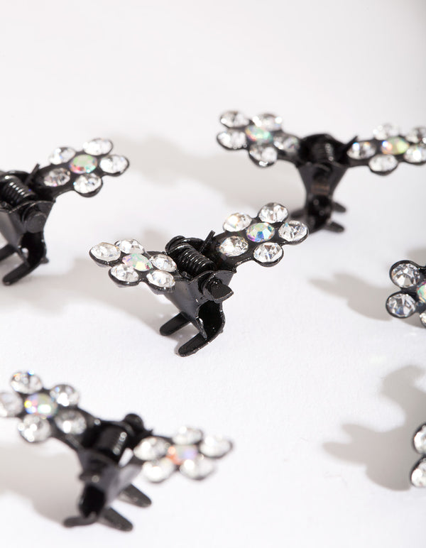 Mixed Flower Diamante Mini Claws