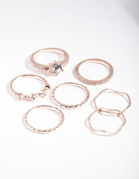 Rose Gold Crystal Mixed Ring 7-Pack - link has visual effect only