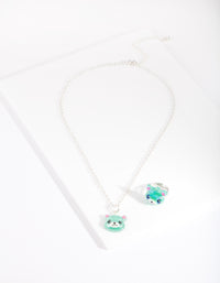 Kids Green Panda Necklace Ring Set - link has visual effect only