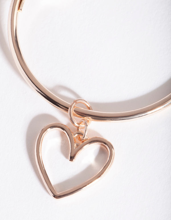 Rose Gold Cut Out Heart Hoop Earrings