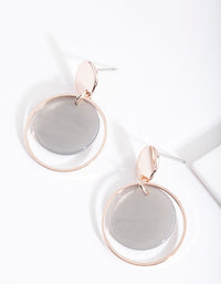 Rose Gold Grey Disc Circle Earrings - link has visual effect only