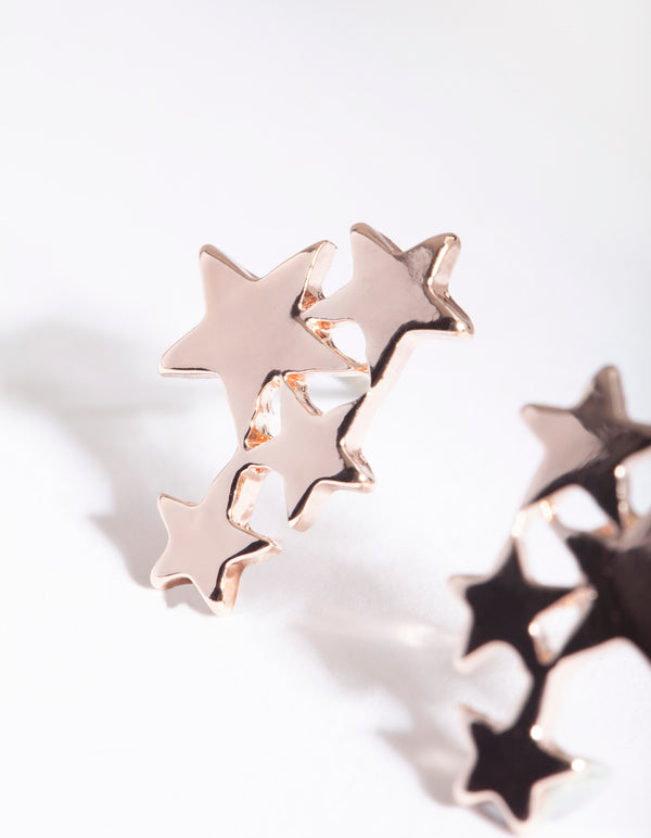 Rose Gold Quad Star Cluster Earrings