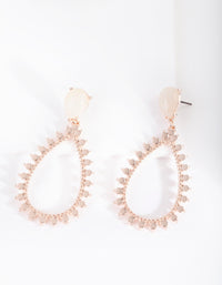 Rose Gold Iridescent Stone Teardrop Earrings - link has visual effect only