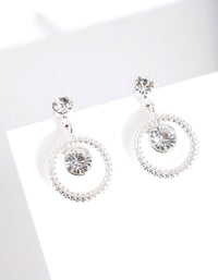 Silver Stipple Diamante Circle Earrings - link has visual effect only