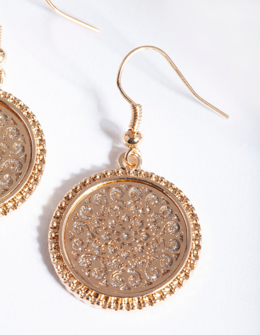 Gold Filigree Disc Earrings