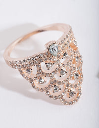 Rose Gold Diamante Chandelier Ring - link has visual effect only