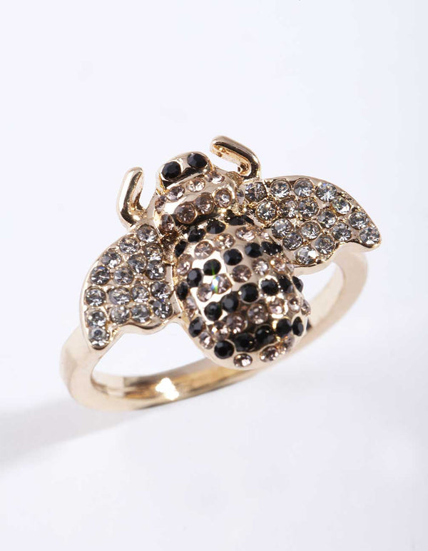 Gold Diamante Bumblebee Ring