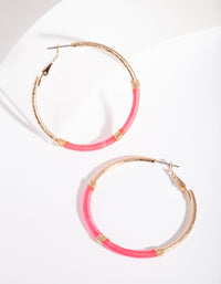 Pink Gold Neon Hoop Earrings - link has visual effect only