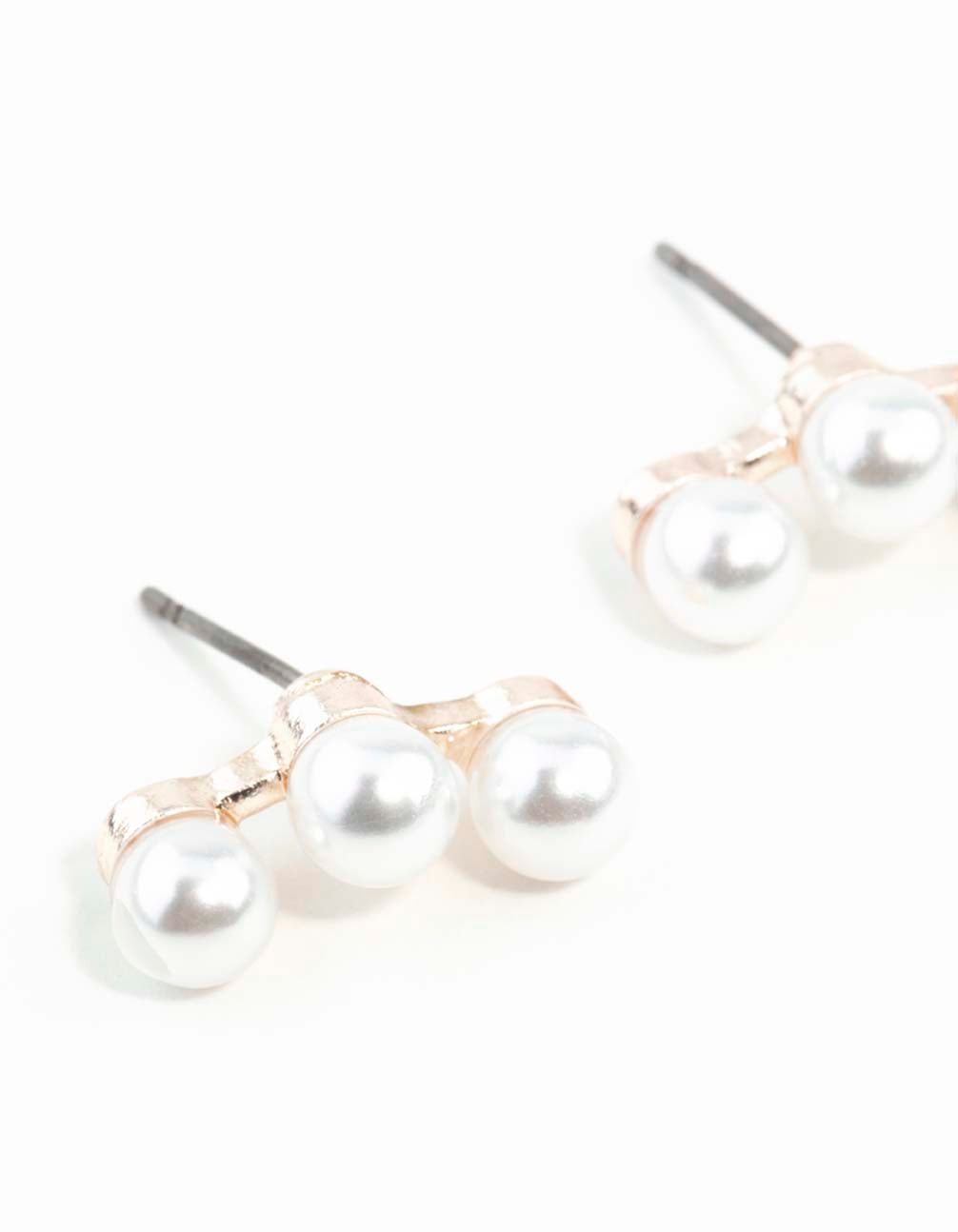 Rose Gold Pearl Crawler Stud Earrings