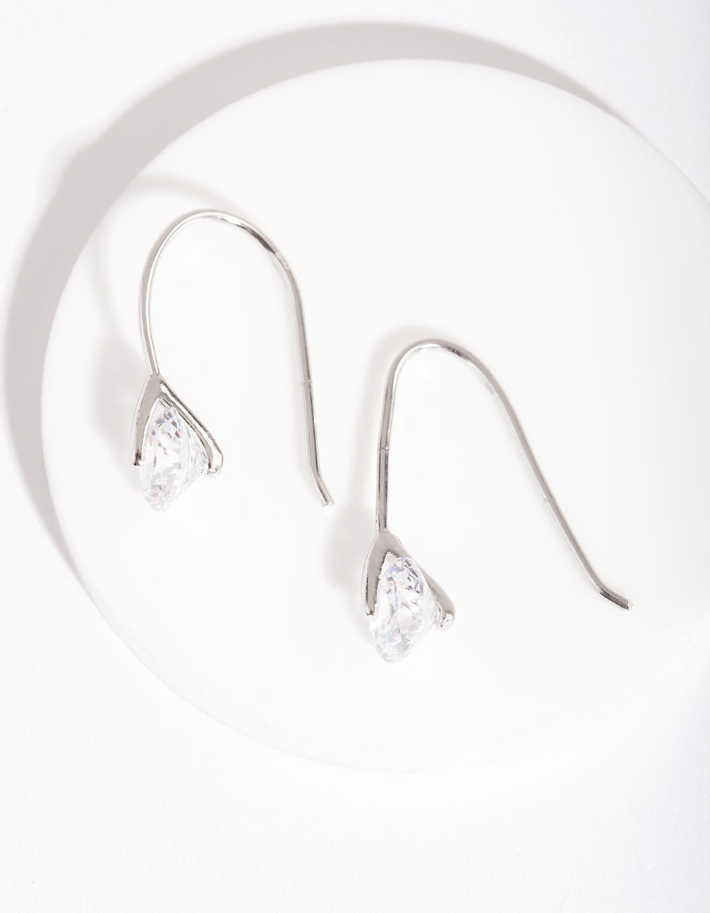 Sterling Silver Cubic Zirconia Sleek Drop Earrings