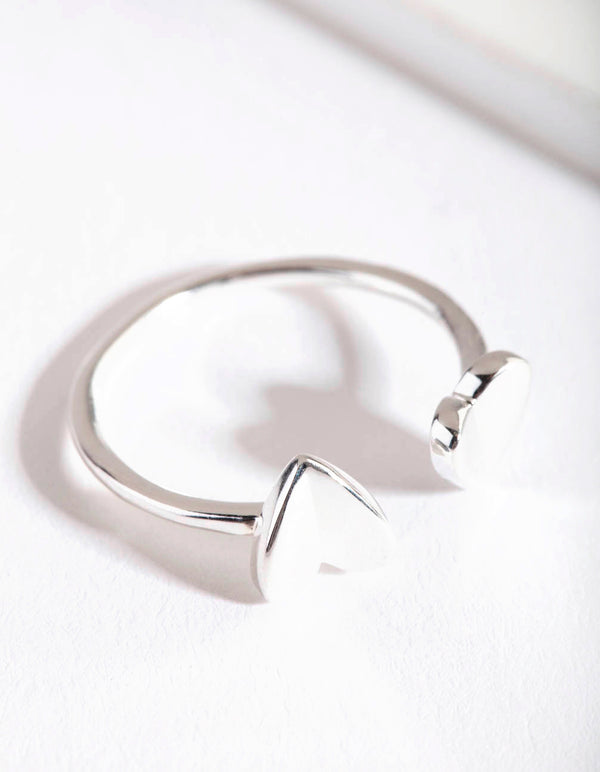 Silver Open Double Heart Ring