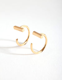Gold Plated Sterling Silver Bar Hook Earrings - link has visual effect only