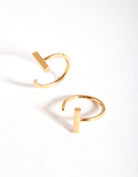 Gold Plated Sterling Silver Bar Hook Earrings - link has visual effect only