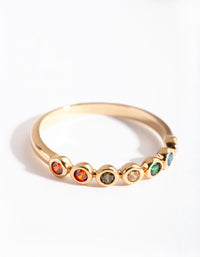 Gold Plated Sterling Silver Rainbow Cubic Zirconia Ring - link has visual effect only