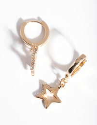 Gold Star Diamante Huggie Earrings - link has visual effect only
