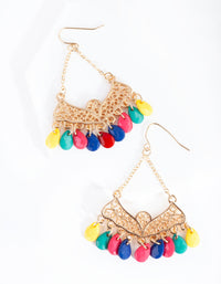Gold Bohemian Multi Bead Drop Earrings - link has visual effect only