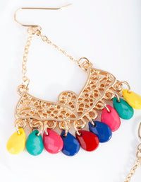 Gold Bohemian Multi Bead Drop Earrings - link has visual effect only