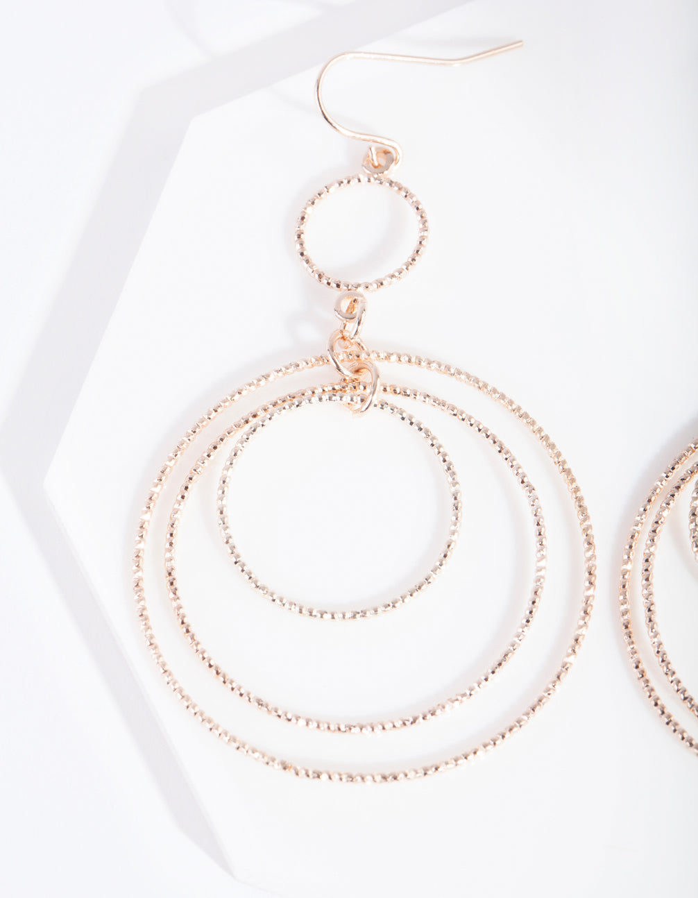 Rose Gold Diacut Circle Drop Earrings