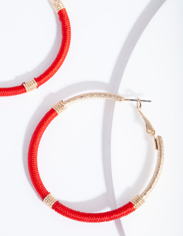Gold Red Thread Wrap Hoop