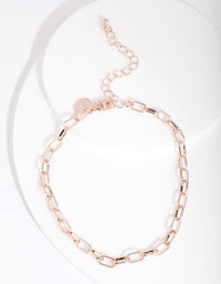 Rose Gold 5mm Rectangle Chain Anklet - link has visual effect only