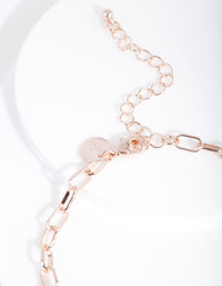 Rose Gold 5mm Rectangle Chain Anklet - link has visual effect only
