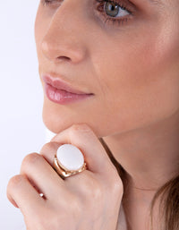 Gold Large Semi Precious Oval Ring - link has visual effect only