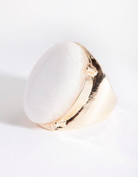 Gold Large Semi Precious Oval Ring - link has visual effect only
