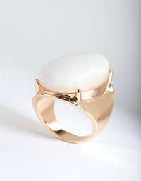 Gold Large Semi Precious Oval Ring - link has visual effect only