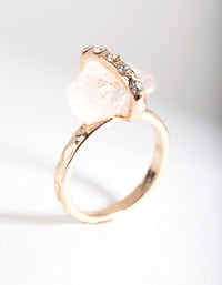 Gold Raw Stone With Diamante Strap Ring - link has visual effect only