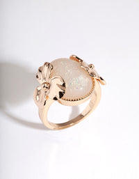 Gold Rainbow Pearl Flower Surround Ring - link has visual effect only
