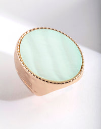 Gold Large Pearlescent Oval Disc Dimple Ring - link has visual effect only