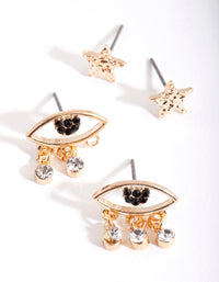 Gold Star Eye Earring Pack - link has visual effect only