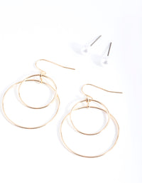 Gold Pearl Circle Earring Pack - link has visual effect only