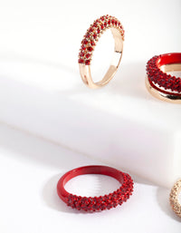 Gold Red Essential Diamante Ring 6-Pack - link has visual effect only