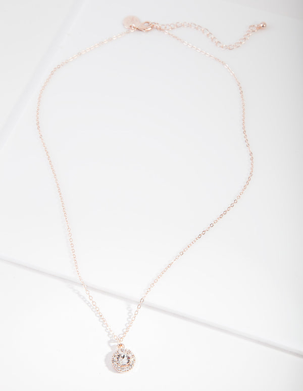 Rose Gold Diamond Simulant Crystal Necklace