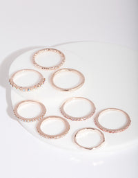 Rose Gold Multi Stone Ring 9-Pack - link has visual effect only