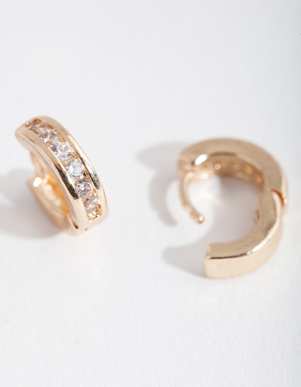 Gold Diamante Set Huggie Earrings