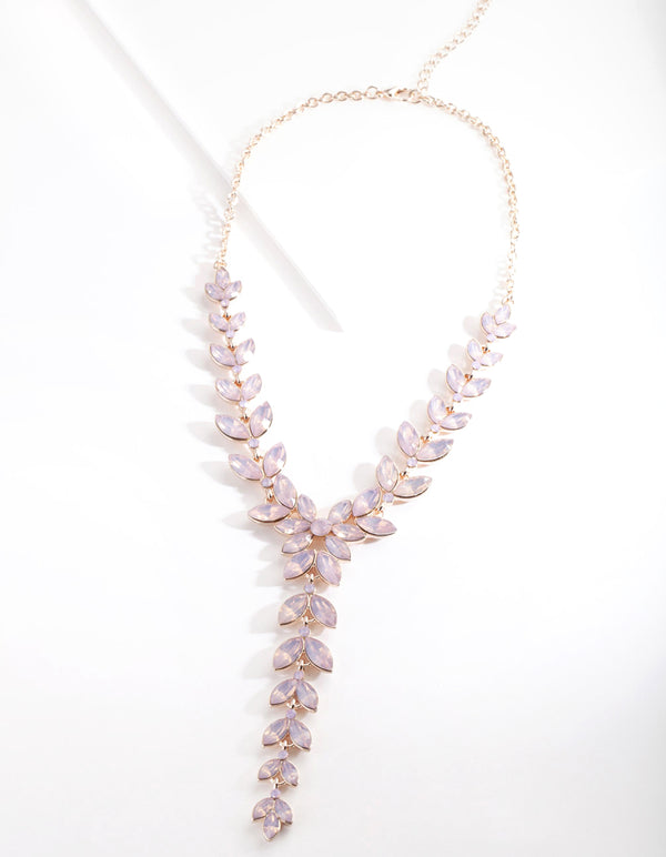 Rose Gold Pink Cascading Navette Necklace