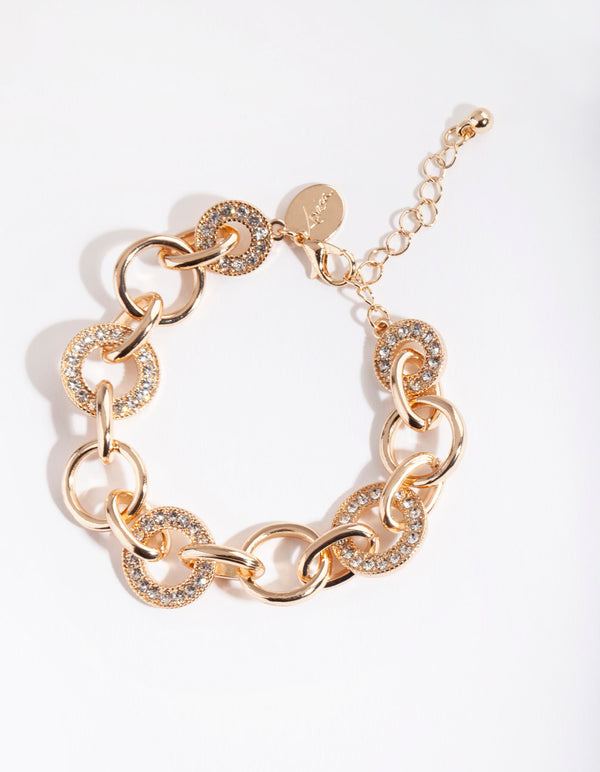 Green Stone Diamante Cupchain Cuff Bracelet