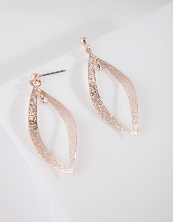 Rose Gold Sandblast Curve Drop Earrings