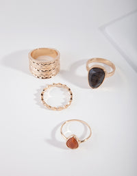 Gold Black Statement Stone Ring - link has visual effect only
