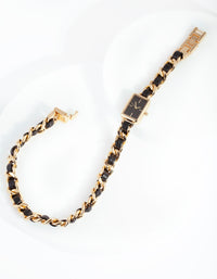 Gold & Black Chain Wrap Watch - link has visual effect only
