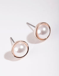 Rose Gold Pearl Casting Stud Earrings - link has visual effect only