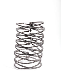 Gunmetal Diamante Crossover 8 Row Bangle - link has visual effect only