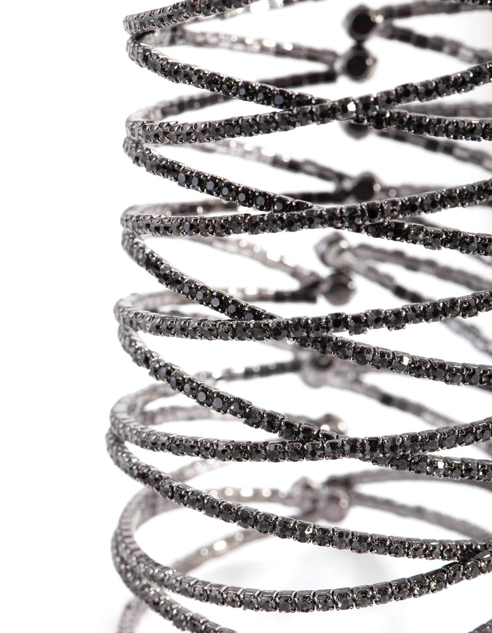 Gunmetal Diamante Crossover 8 Row Bangle