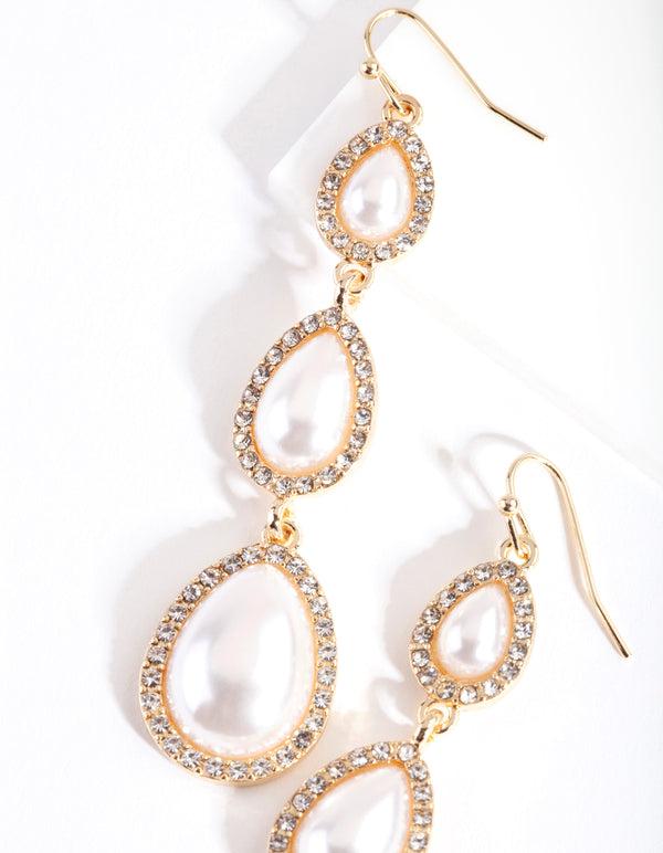 Gold Graduated Pearl Earrings