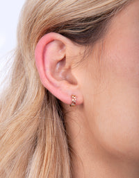 Gold Pattern Huggie Earrings - link has visual effect only