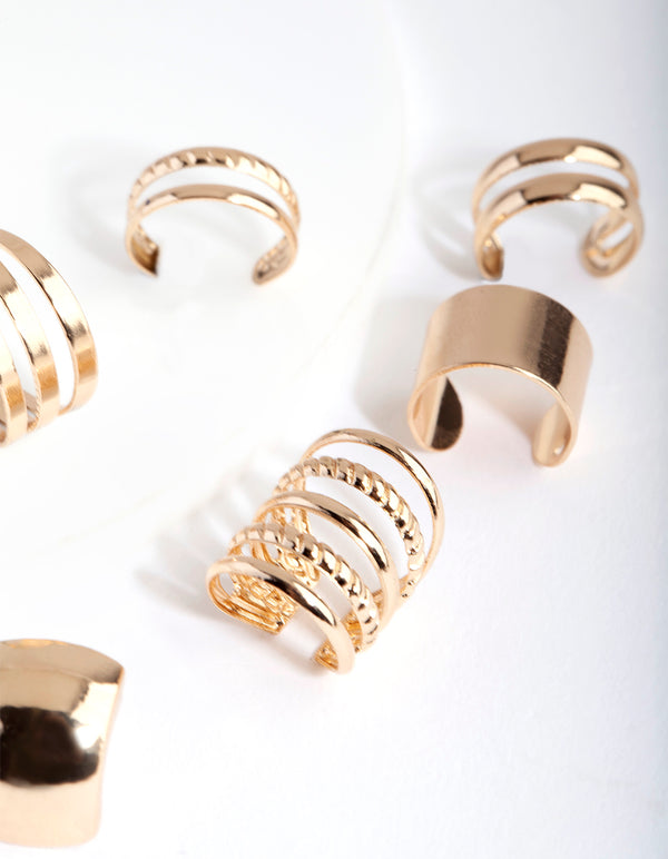 Gold Textured Ear Cuff & Earring Pack