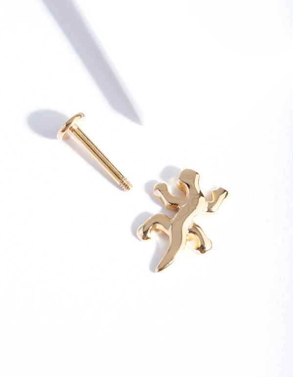 Gold Plated Surgical Steel Lizard Flat Back