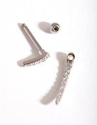 Surgical Steel Cubic Zirconia Tusk Barbell Earrings - link has visual effect only